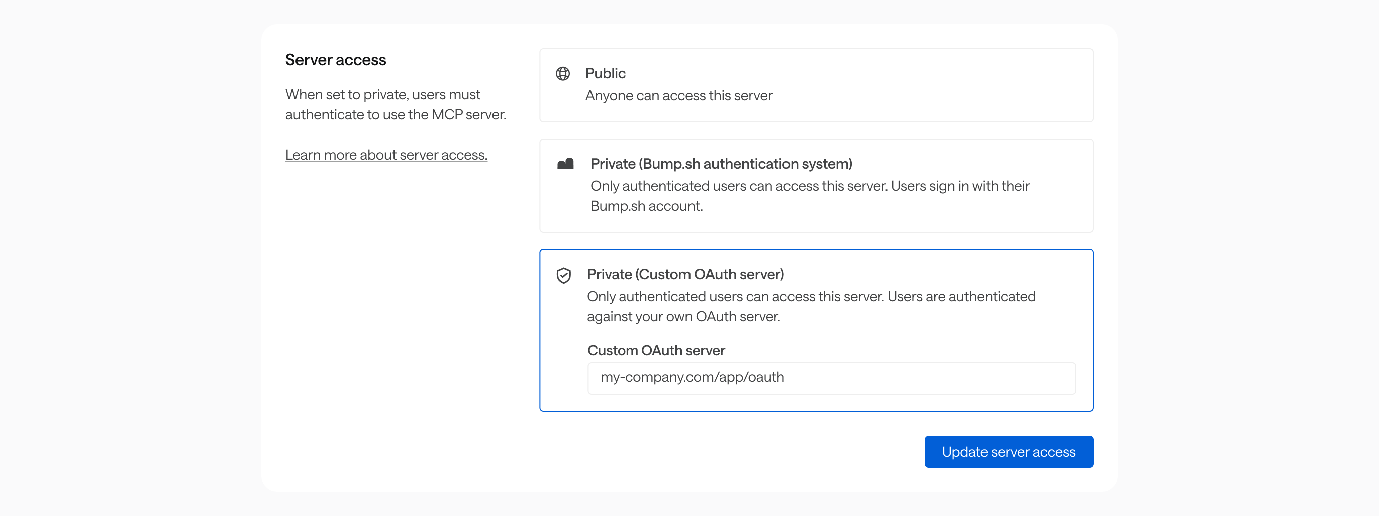 MCP server settings - Custom domain field.png